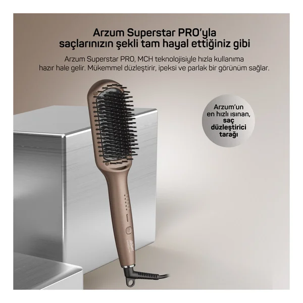 Arzum Ar5082-T Superstar Pro Saç Düzleştirici Tarak Toprak - Görsel 3