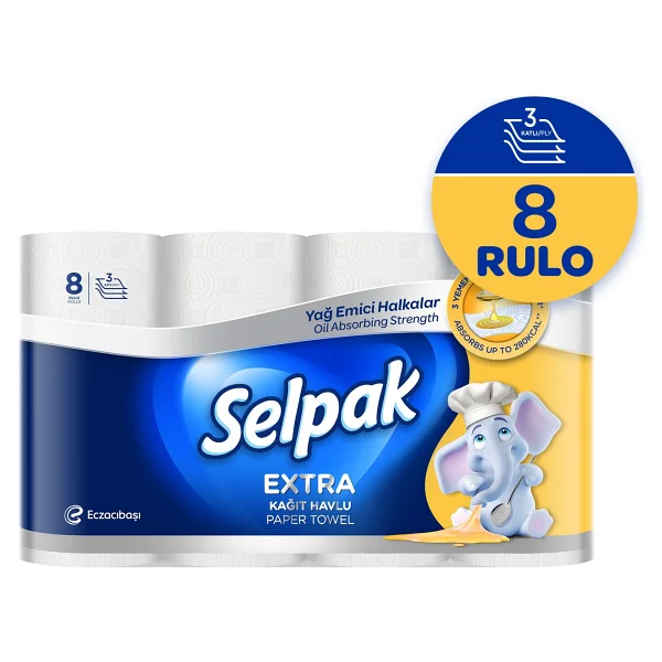 Selpak Extra Yağ Emici 8'li Kağıt Havlu - Görsel 3