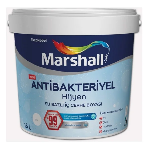 Marshall Antibakteriyel Hijyen 15 Lt Silinebilir İç Cephe Boyası - Deniz Kabuğu - Görsel 9