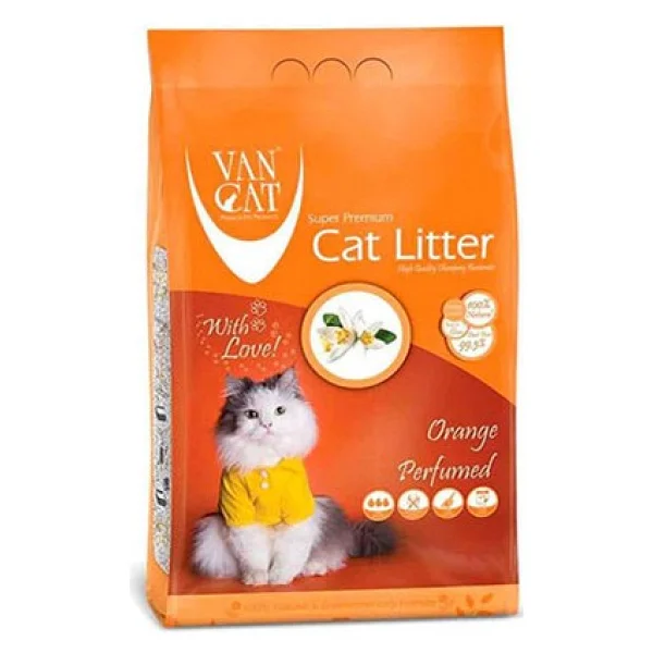 Vancat Portakal Kokulu 10 Kg/11.8 Lt İnce Taneli Bentonit Kedi Kumu - Görsel 2