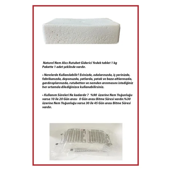 Saban Dikdörtgen Yedek Tablet - Nem Alıcı - Naturel Kokusuz - 1 Kilogram - Görsel 2