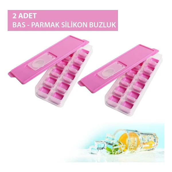 Gondol Yapışmaz Silikon Bas Çıkar Buzluk Küp Şekilli Buz Kalıbı Pembe Renk 2 Adet - Görsel 3
