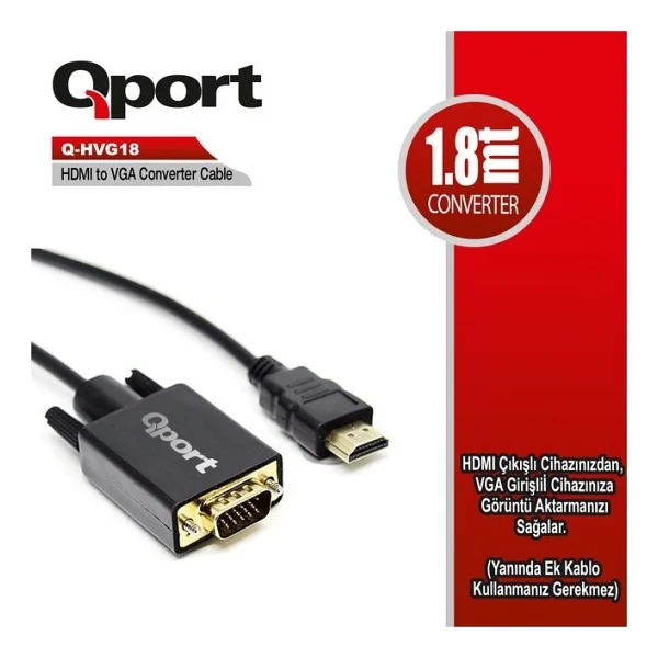 Qport Q-Hvg18 Hdmı To Vga Çevirici - Görsel 3