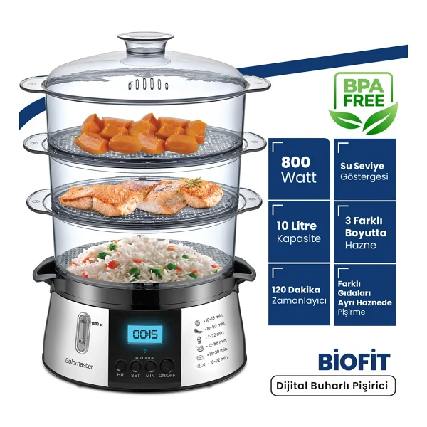 Goldmaster GM-7268D BioFit Dijital Buharlı Pişirici - Görsel 6