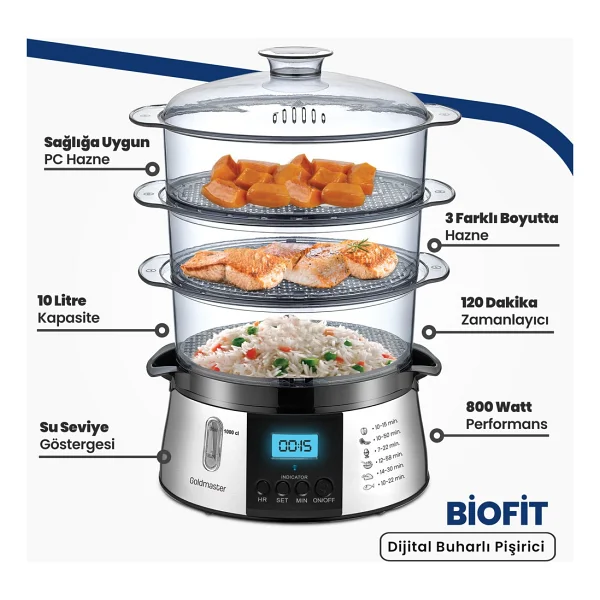 Goldmaster GM-7268D BioFit Dijital Buharlı Pişirici - Görsel 3