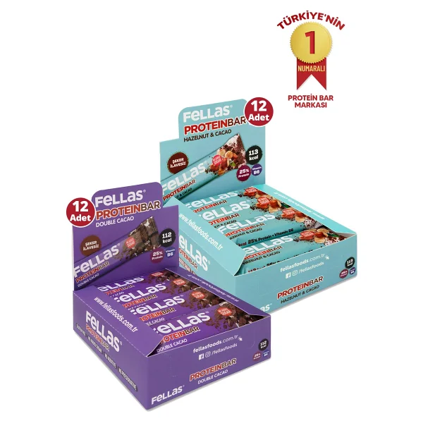 Fellas Protein Bar (32 G) Süper İkili Kutu - 24 Adet (Duble Kakaolu X 12 + Fındıklı Ve Kakaolu X 12) - Görsel 9