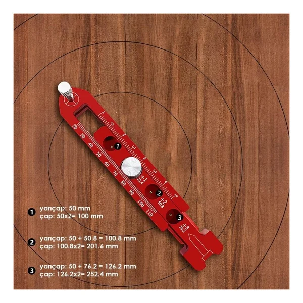 Rox Wood 0165 Ahşap İçin Alüminyum Dairesel İşaretleme Cetveli - Görsel 4