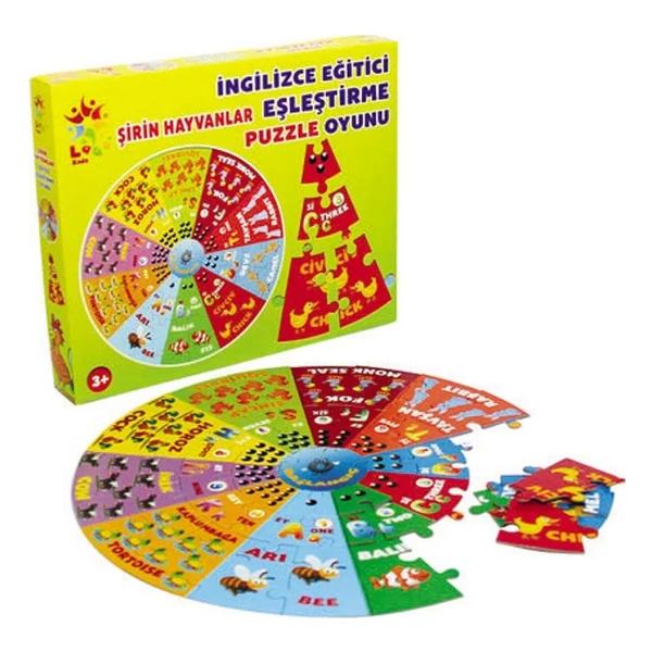 Laço Kids İngilizce Şirin Hayvanlar Eğitici Puzzle - Görsel 4