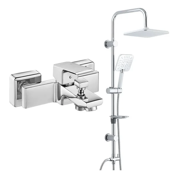 Eca Tiera Banyo Bataryası+T-May Banyo Çamlıca Kare Tepe Duş Takımı Seti Paslanmaz Krom - Görsel 6