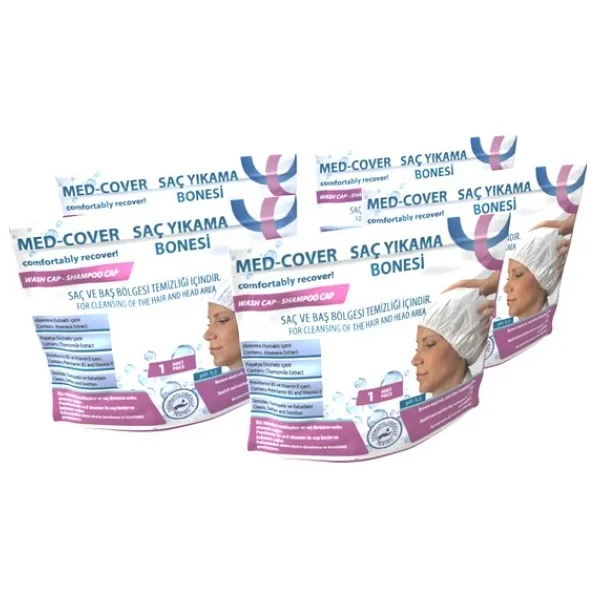 Med-Cover Saç Yıkama Bonesi 5 Adet - (Tiedye) Pink - Blue - Orta Boy - Görsel 2