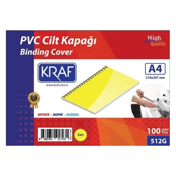 Kraf Cilt Kapağı A4 160 Mic. 100 Lü Sarı 512G - Görsel 3