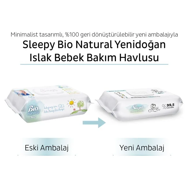 Sleepy Bio Natural 40 Yaprak 12'li Paket Islak Mendil - Görsel 5