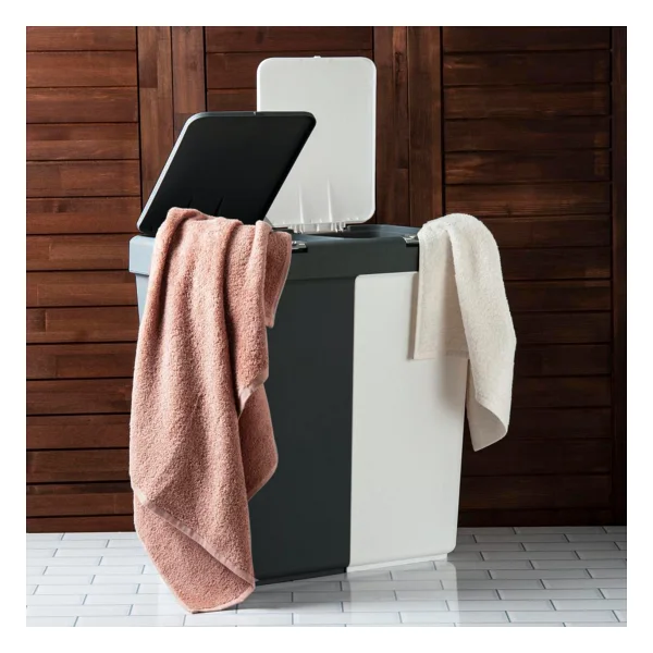 Motek Duo Laundry Çamaşır Sepeti - Antrasit / Beyaz - 80 Lt Antrasit / Beyaz Antrasit - Beyaz - Görsel 2