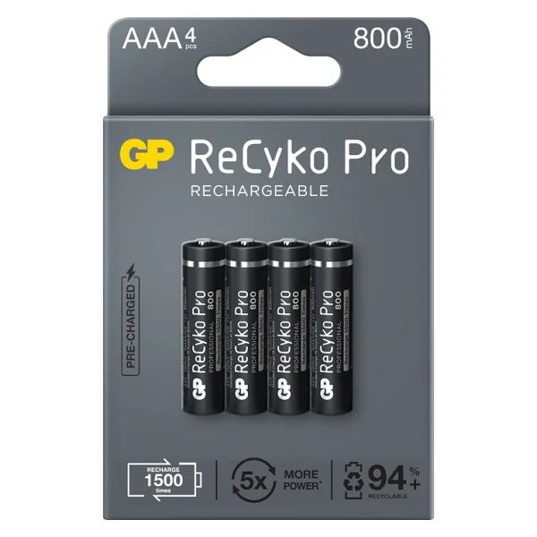 Gp Recyko Pro 800 mAh 4'lü Şarjlı Aaa İnce Kalem Pil - Görsel 4