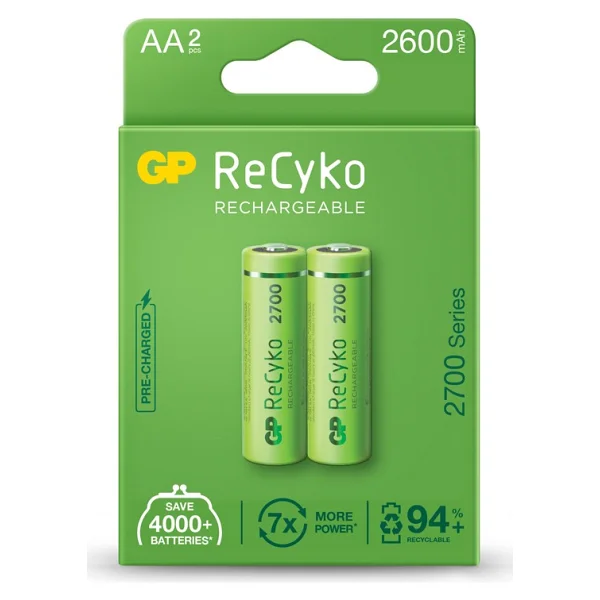 Gp Recyko 2700 Serisi 2600 mAh 2'li Şarjlı Aa Kalem Pil - Görsel 6