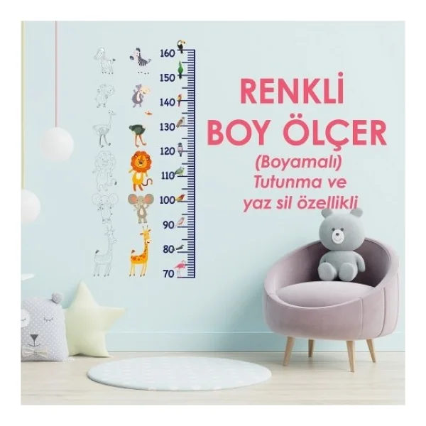 Sihirli Tahta Boy Ölçer Renkli 25x95cm Sihirli Akıllı Statik Kağıt Tahta + Kalem Hediye - Görsel 3