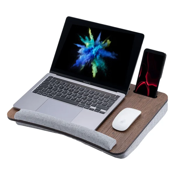 Vigo Wood Minderli Laptop Sehpası 13" Ve 15.6" Taşınabilir Notebook, Tablet Ve Telefon Bölmeli Masa - Y: 8cm D: 33cm G: 43cm - Meşe - Görsel 5