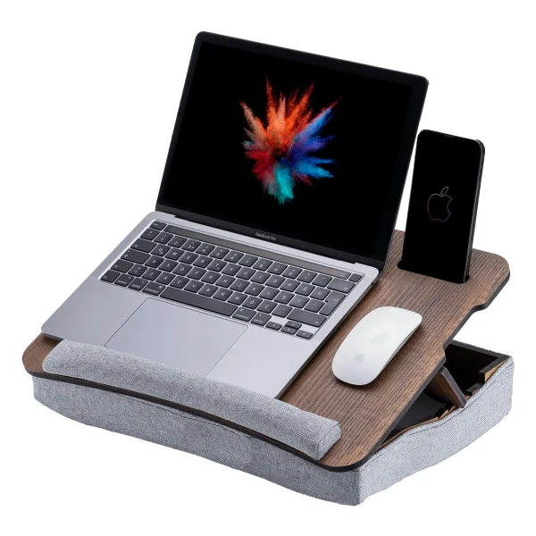 Vigo Wood Minderli Eğim Ayarlanabilir Laptop Sehpası 13" Ve 15.6" Taşınabilir Notebook Tablet Ve Telefon Bölmeli Masa - Görsel 6