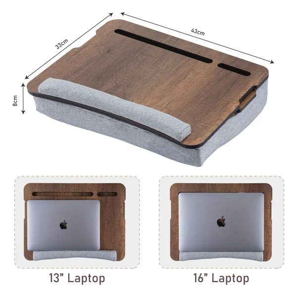 Vigo Wood Minderli Eğim Ayarlanabilir Laptop Sehpası 13" Ve 15.6" Taşınabilir Notebook Tablet Ve Telefon Bölmeli Masa - Görsel 2