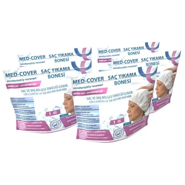 Med-Cover Saç Yıkama Bonesi 5 Adet - (Tiedye) Pink - Blue - Orta Boy - Görsel 3