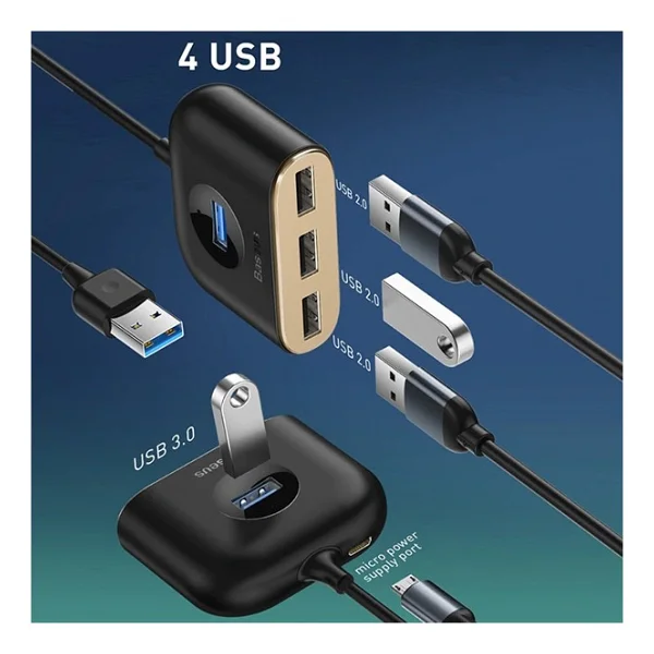 Baseus Square Round 4 Port USB Çoğaltıcı - Görsel 6