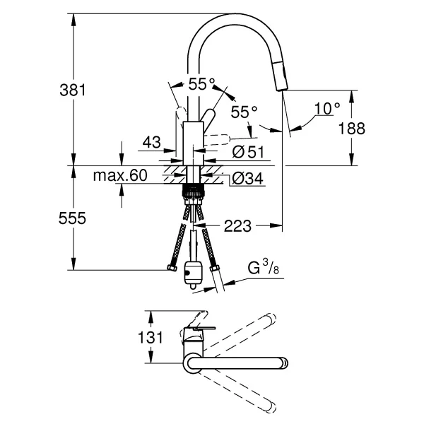 Grohe Get 31484001 Spiralli Mutfak Bataryası - Görsel 2