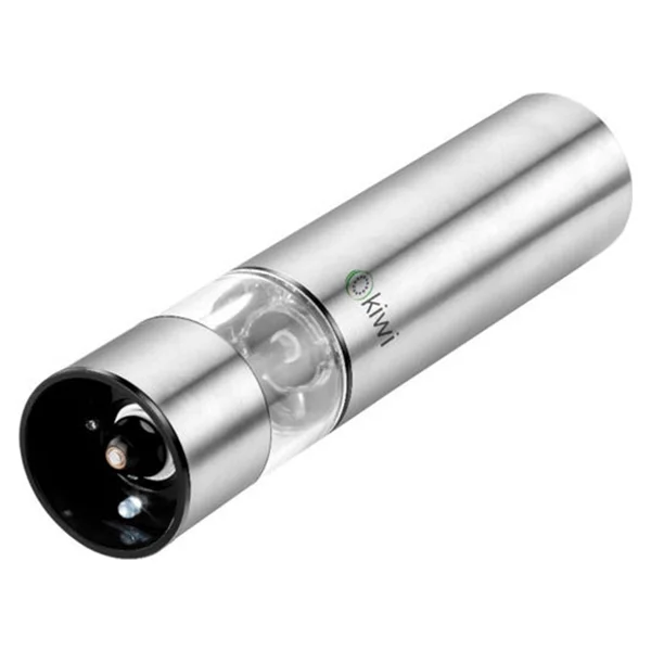 Kiwi Pilli LED Işıklı Baharat Öğütücü Otomatik Tuz Karabiber Değirmeni - Gri - 350 Ml - Görsel 2