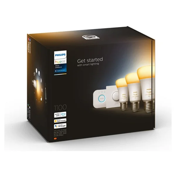Philips Hue 1100 Beyaz Ambiyans 8 W-75 W E27 3'lü Akıllı LED Ampul + Akıllı Buton + Bridge Başlangıç Seti - Görsel 10