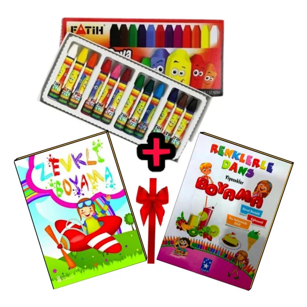 Fatih 12 Renk Pastel Boya+2 Adet Boyama Kitabı - Renkli (Sıcak) - Görsel 2
