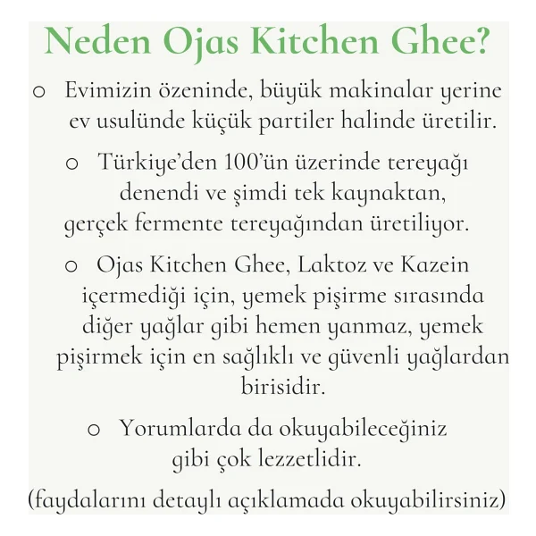 Ojas Kitchen Sade & Zerdeçallı Ghee (Sade Yağ) 2 X 225 Gr - Laktozsuz Gdo' Suz Saf Yağ - 450 Gr - Görsel 4