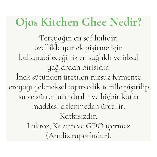 Ojas Kitchen Sade & Zerdeçallı Ghee (Sade Yağ) 2 X 225 Gr - Laktozsuz Gdo' Suz Saf Yağ - 450 Gr - Görsel 5