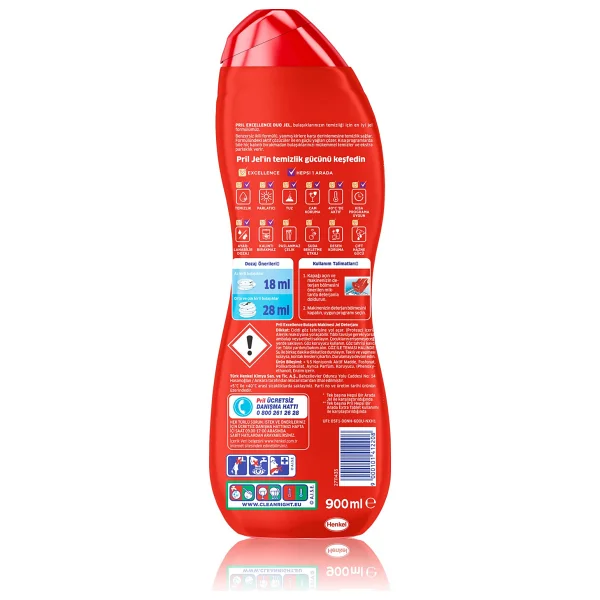 Pril Excellence Duo Jel Yağ Çözücü 50 Yıkama 900 Ml - Görsel 4
