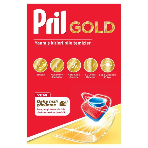 Pril Gold 45 Yıkama Tablet Bulaşık Makinesi Deterjanı Kolay Çözünme ve Ferah Koku - Görsel 2