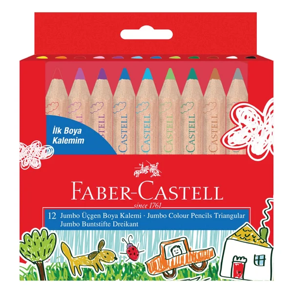Faber-Castell Yarım Boy 12'li Jumbo Kuru Boya Seti - Görsel 6