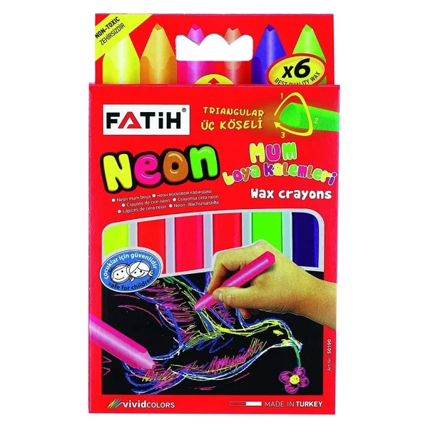 Fatih Wax Neon Jumbo 6'lı Mum Boya - Görsel 2