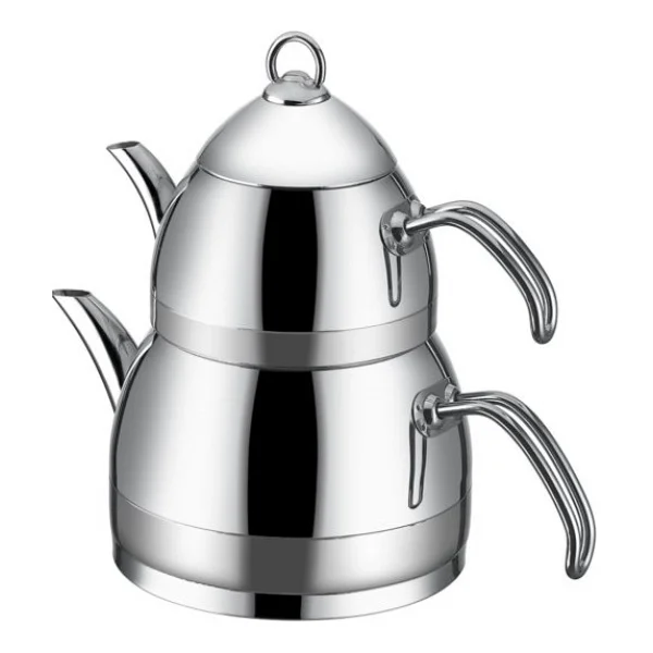 Taç 5773 Festa Aile Boyu Metal Çaydanlık 1 Lt Üst Demlik Ve 2.5 Lt Alt Demlik Modern Tasarım - Görsel 2