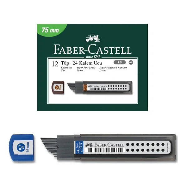 Faber-Castell Min Süper Fine Lead 2b 75 Mm 0.7 Mm Versatil Kalem Ucu (1 Paket 12 Tüp) - Görsel 2