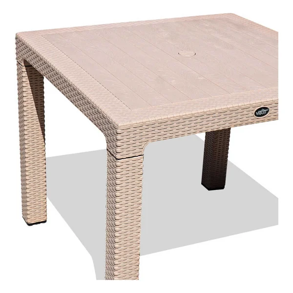 Violet Rattan 90x90cm 4lü Camsız Bahçe Mutfak Masa Takımı Cappuccino - Cappucino - Görsel 2