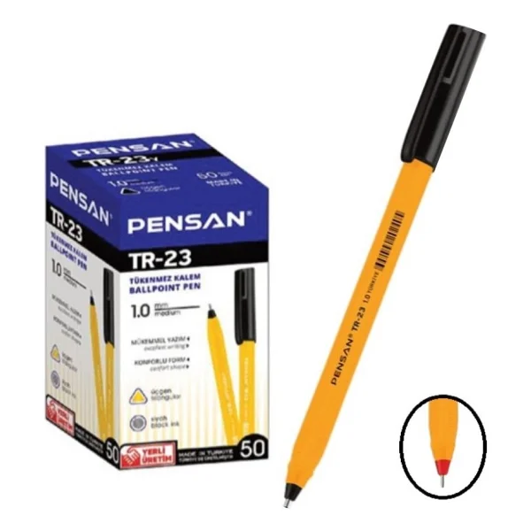 Pensan Tr-23 Üçgen Gövde 1.0 Mm 50'li Kutu Siyah Tükenmez Kalem - Görsel 3