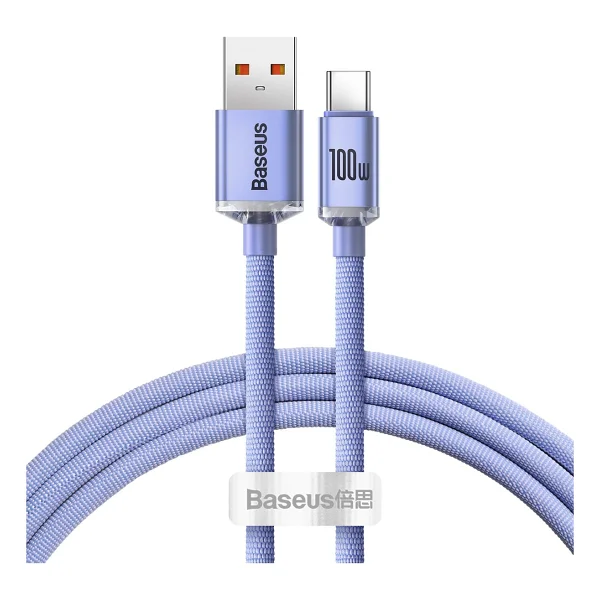 Baseus Crystal Shine 1.2 M Mor USB To Type-C Hızlı Şarj Kablosu - Görsel 7