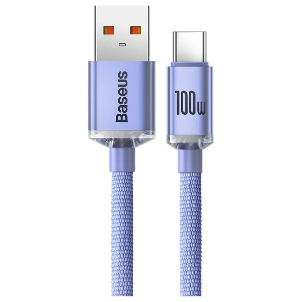 Baseus Crystal Shine 1.2 M Mor USB To Type-C Hızlı Şarj Kablosu - Görsel 2