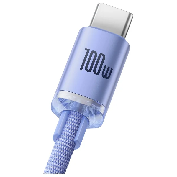 Baseus Crystal Shine 1.2 M Mor USB To Type-C Hızlı Şarj Kablosu - Görsel 3