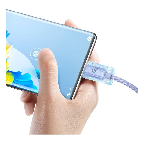 Baseus Crystal Shine 1.2 M Mor USB To Type-C Hızlı Şarj Kablosu - Görsel 4