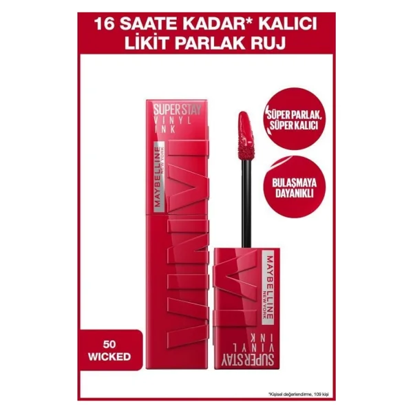 Maybelline New York Super Stay Vinyl Ink Parlak 130 Extra Likit Ruj - Görsel 10