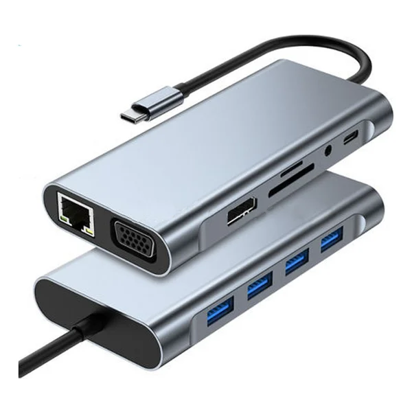 Coverzone 11 İn 1 Type-C To USB Hub Port Adaptör Hdmı, 4x USB, Lan, Vga Sd Card Çevirici Çoklayıcı - Görsel 6