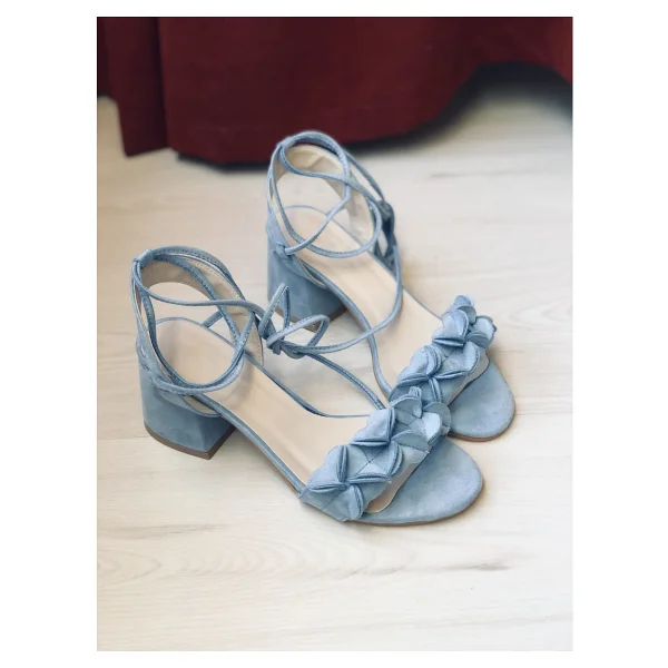 Mida Shoes Beyaz Deri Çiçekli Topuklu Ayakkabı - 40 - Görsel 3