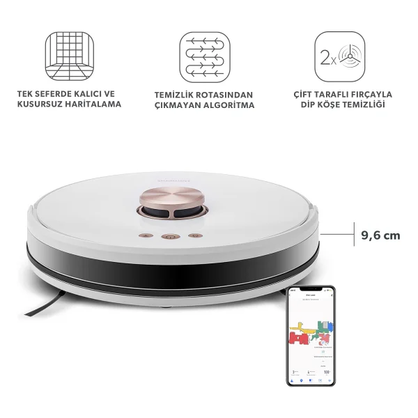 Homend Alex Laser Pro 1283h Siyah Mop Akıllı Robot Süpürge - Görsel 9