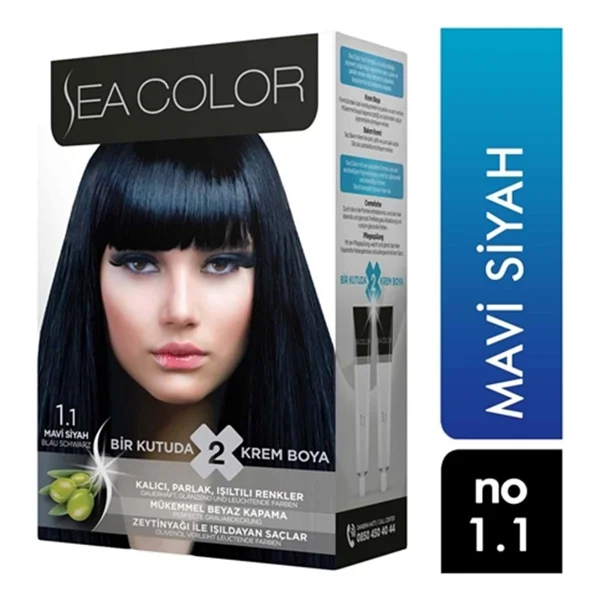 Sea Color 1.1 Mavi Siyah Saç Boyası - Görsel 2