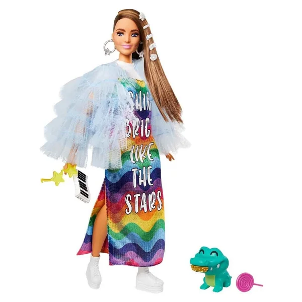 Barbie Extra Renkli Elbiseli Bebek Gyj78 - Görsel 9