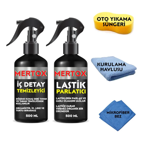 Mertox Otomobil Araç Araba Oto Temizlik Seti Iç Detay Temizleyici + Lastik Parlatıcı 2x500ml - Görsel 2